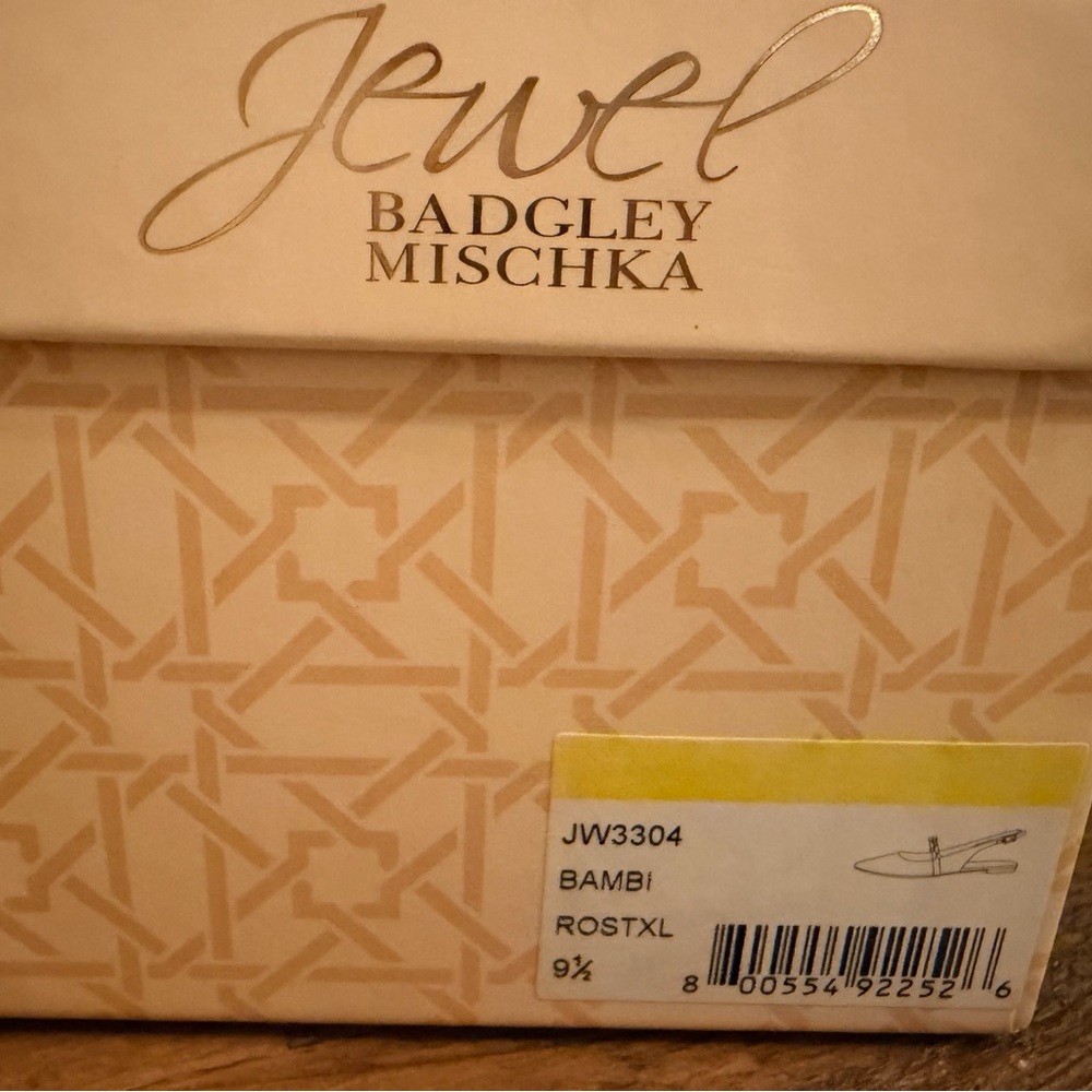 NWT Jewel Badgley Mischka Bambi Pointed Toe Sling Back flats in Rose-gold Sz 9.5 - Picture 8 of 11